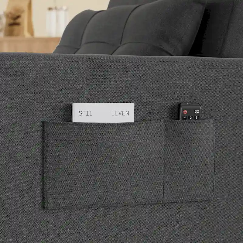 3-in-1 Pull-Out Sofa Bed Sleeper Chair, Adjustable Upholstered Lounge Couch