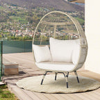 Oversized Wicker Egg Chair With 4 Cushions, 43 x 32.5 x 57 in