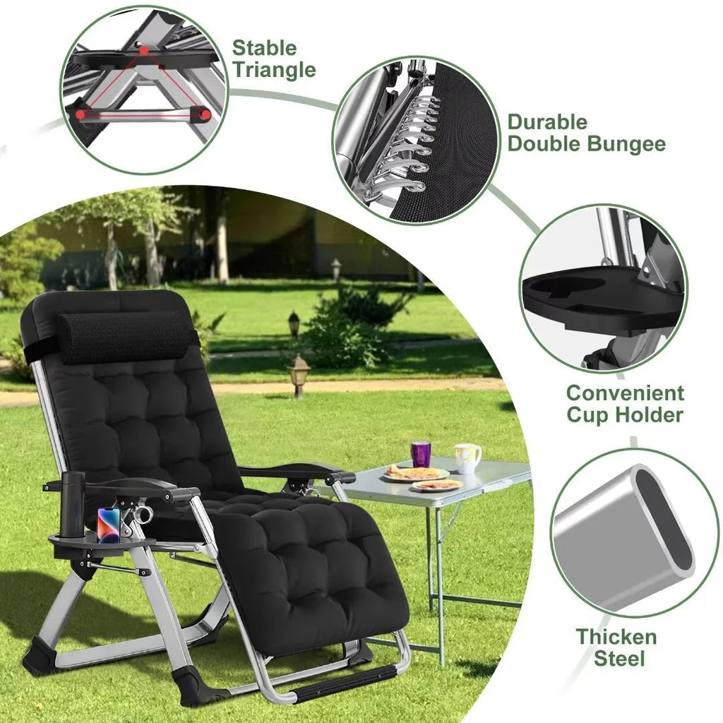 NAIZEA Zero Gravity Lawn Recliner Chairs, 2 Pack, Black