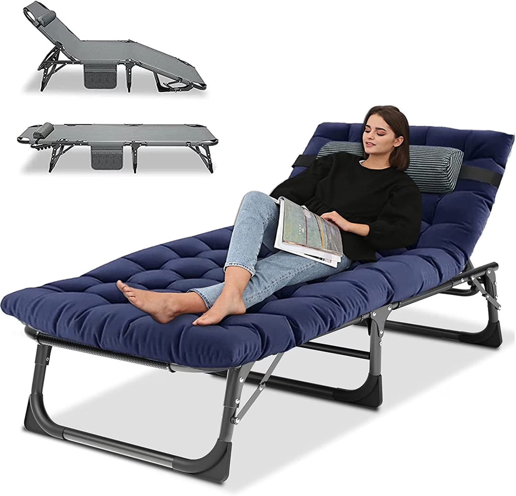 Slsy 5-Position Adjustable Folding Lounge Chair And Cot - 75.2" x 25.6" x 11.8"