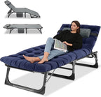 Slsy 5-Position Adjustable Folding Lounge Chair And Cot - 75.2" x 25.6" x 11.8"