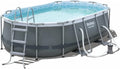 Bestway Power Steel Frame Pool Set, Oval, Gray, 424 x 250 x 100 cm