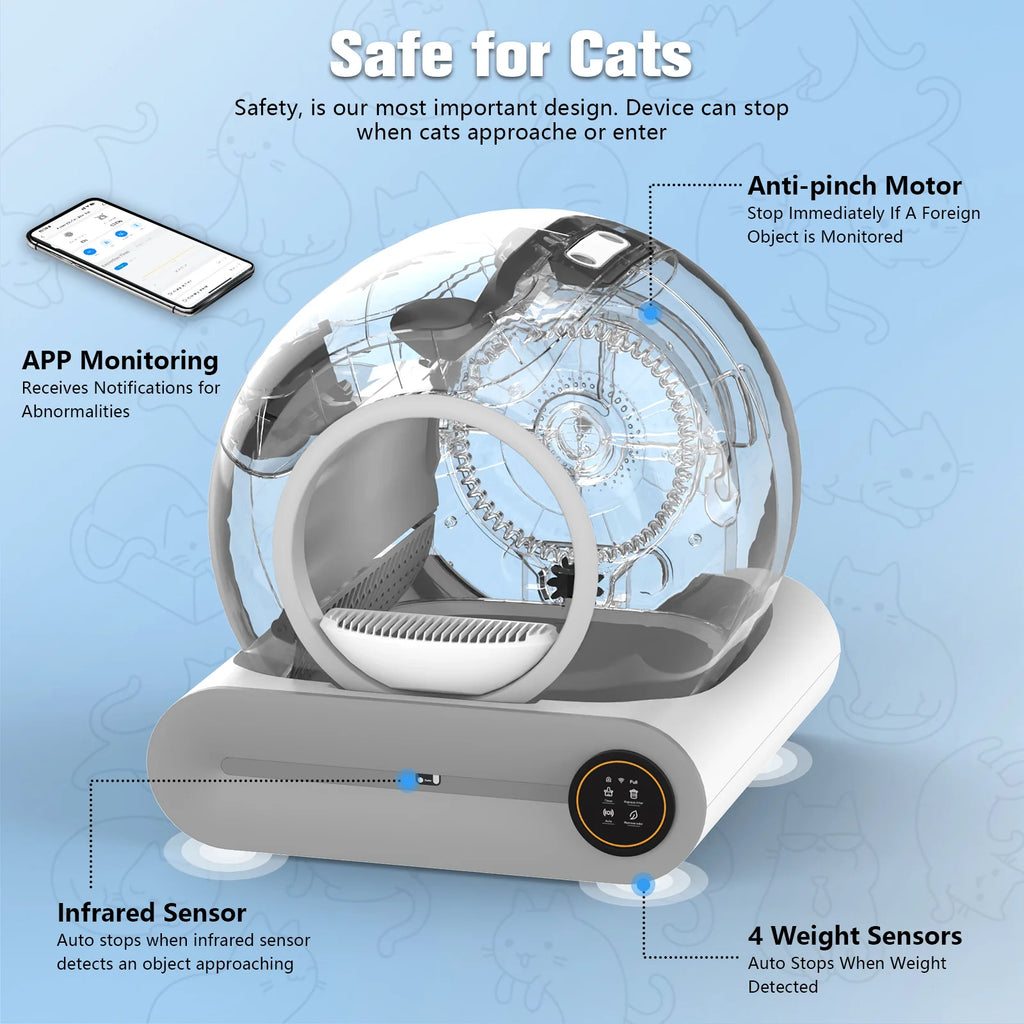 Advwin Self-Cleaning Cat Litter Box, 65L + 9L, 48cm x 53cm x 51cm