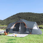 unp 10-Person Camping Tent, 18ft x 9ft x 78in, 2 Rooms, 5 Mesh Windows