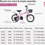 Baprem Girls' Bicycle, 18 Inch, Pink - Single Speed