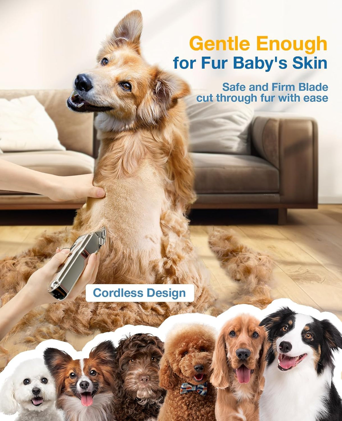 Dog Clippers for Thick Heavy Coats - Cordless Pet Grooming Trimmer