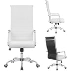 Ribbed High Back PU Leather Office Chair, 3.15-Inch Pad, 19.7 x 19.1 Inch Seat, 18.1 x 29.6 Inch Back, 16.7-19.9 Inch Height, 320 Lb