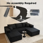 Settab Modular Sectional Sofa, 2 Seater Left-Facing Chaise, Black, 68.9 inch D x 107.5 inch W x 36.3 inch H