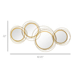 Gold Metal Circular Wall Art With Mirror Accents - 42.25in W x 22in H