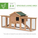 PawHut Wooden Outdoor Chicken Coop With Nesting Box, Double Runs, Removable Tray And Ramps - 80 inch