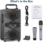 Portable Bluetooth Party Speaker, 60W, Wood, 9.1 x 6.8 x 12.6 Inches - A52