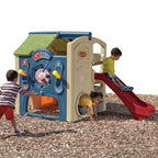 Step2 Neighborhood Fun Center Brown Plastic Playhouse With Slide - 851000