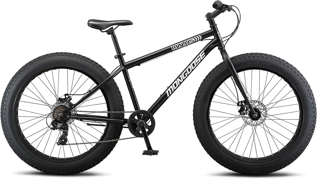 Mongoose Malus Adult Fat Tire Mountain Bike, 26-Inch Wheels, 4-Inch Tires, 7-Speed - R5714C