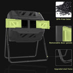 Dual Compartment Compost Tumbler Bin 43 Gallon Blue Door