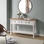 Solid Pine Wood Console Table With 3 Drawers - 47.99in W x 12.64in D x 28.82in H