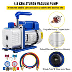HVAC Vacuum Pump Kit, 4.8 CFM, 1/3 HP, Single Stage, 5 Pa - ZK44.8CFM