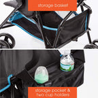 Convenience Lightweight Infant Stroller, Blue/Black - Compact Fold