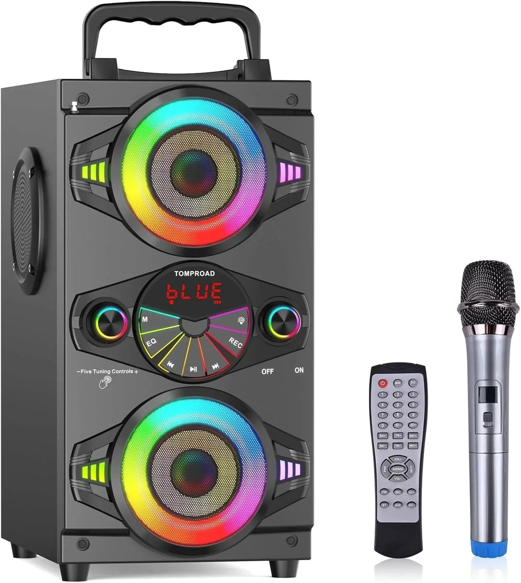 Portable Bluetooth Party Speaker, 60W, Wood, 9.1 x 6.8 x 12.6 Inches - A52