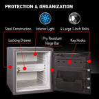 1.23 Cu Ft Waterproof And Fireproof Digital Safe Box - Alloy Steel