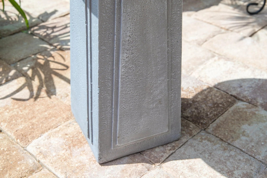 Pedestal Outdoor Concrete Bird Bath, Gray Finish, 16 Inch Diameter