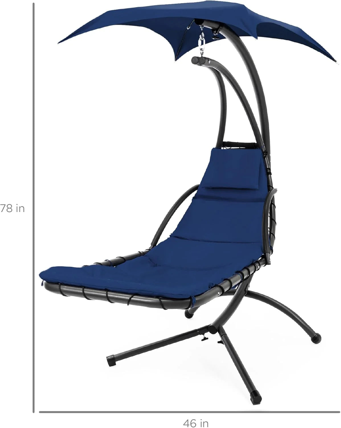 Best Choice Products Outdoor Hanging Steel Chaise Lounge Chair With Canopy, Charcoal Gray - SKY5871