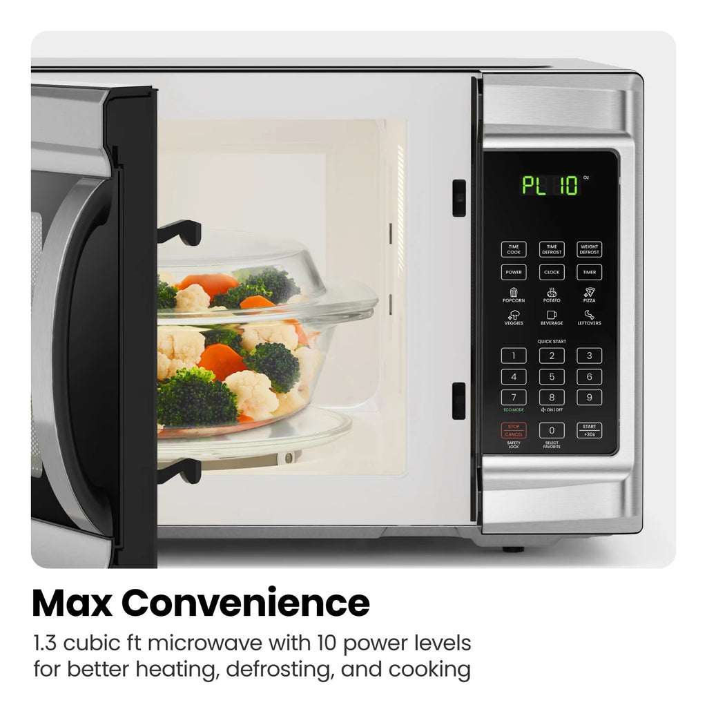 Chefman Countertop Microwave Oven, 0.9 Cu Ft, 900 Watts, Stainless Steel - CRJ55-SS-9