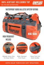 UNPLUG Waterproof Duffel Backpack, 65L, Adventure Orange - 100000