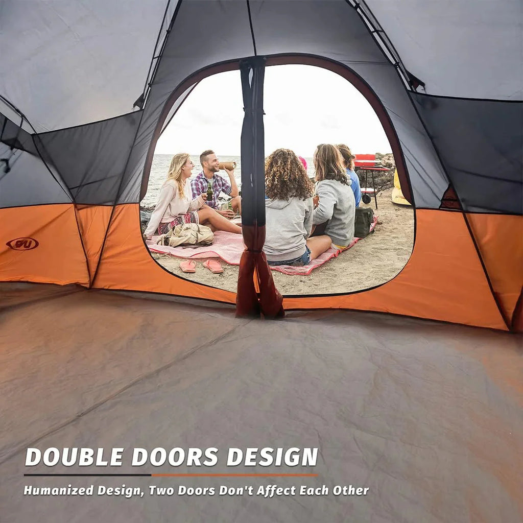 unp 10-Person Camping Tent, 18ft x 9ft x 78in, 2 Rooms, 5 Mesh Windows