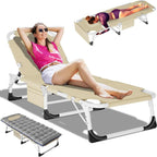 Slsy 5-Position Adjustable Folding Lounge Chair And Cot - 75.2" x 25.6" x 11.8"