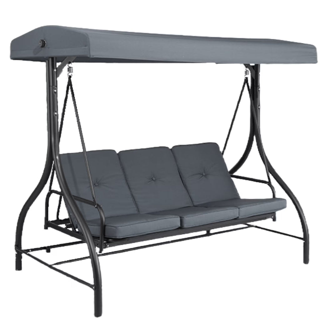 Arlopu 3-Person Outdoor Convertible Porch Swing Glider With Canopy