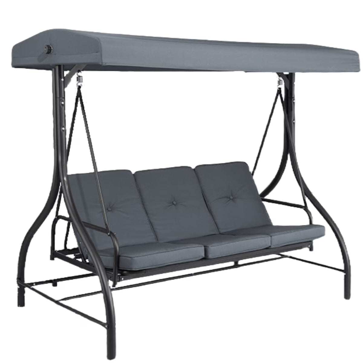 Arlopu 3-Person Outdoor Convertible Porch Swing Glider With Canopy
