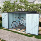 5-Foot Outdoor Steel Bicycle Storage Shed, Black, 4 Bicycle Tracks - 81.25 in D x 76 in W x 64 in H