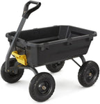 Heavy-Duty Poly Dump Garden Cart, 7 Cubic Feet, 1200-Pound Capacity, Black