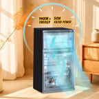 Tacool Compact Refrigerator With Top Freezer, Dual Door, Adjustable Thermostat, Black