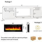 Bossin 70 Fireplace TV Stand With 36 Electric Fireplace For TVs Up To 80 - 16-Color LED Lights