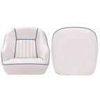 Pontoon Boat Captain's Bucket Seat, White & Blue, 19.5 in H x 22 in W x 21.5 in D - Boat Cabin Seating