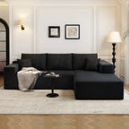 Settab Modular Sectional Sofa, 2 Seater Left-Facing Chaise, Black, 68.9 inch D x 107.5 inch W x 36.3 inch H