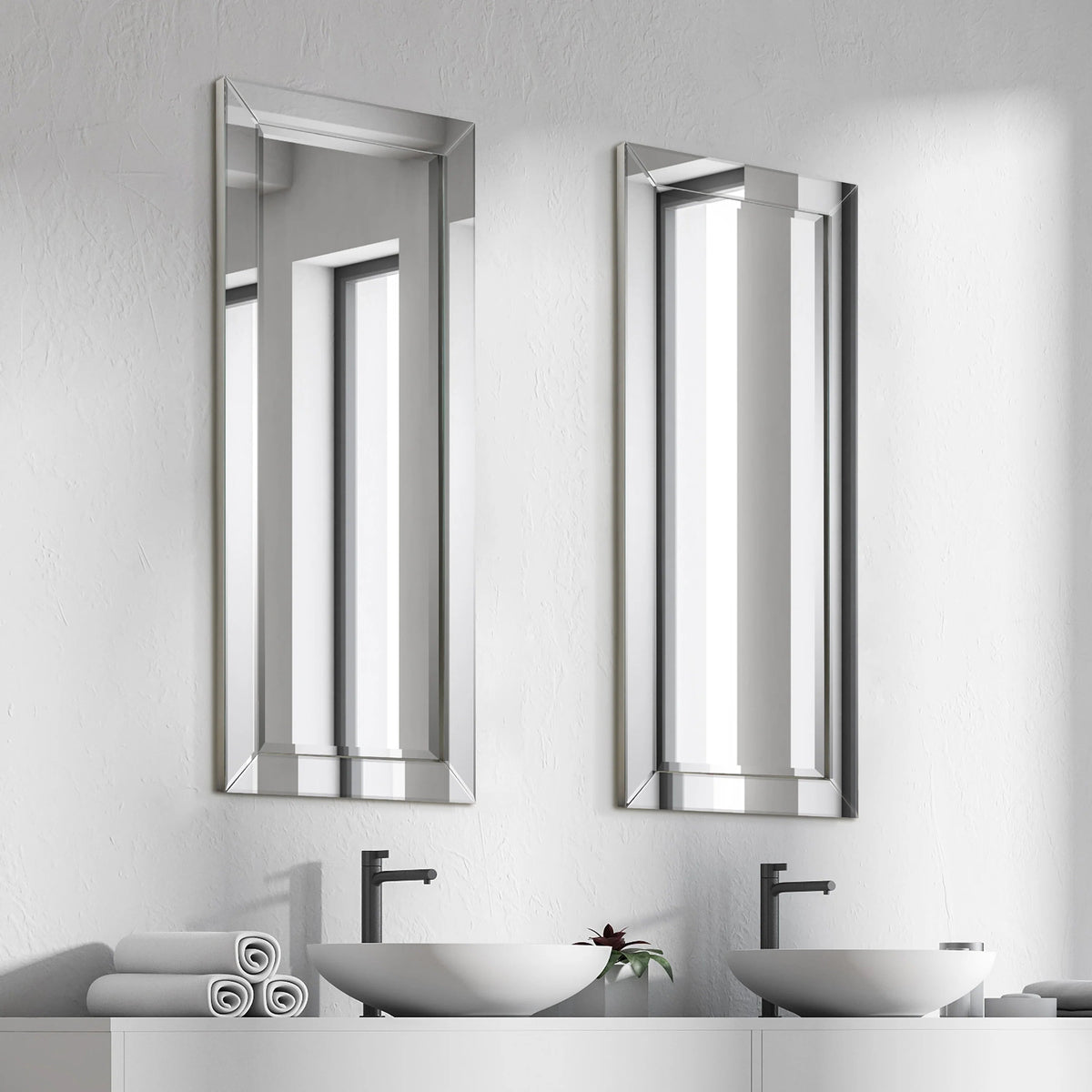 Rectangular Clear Beveled Wall Mirror - 3 Sizes