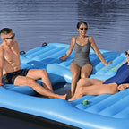 Bestway Tropical Breeze 6-Person Inflatable Party Island Float With Cup Holders, Backrests And Sun Shade - Blue/Yellow