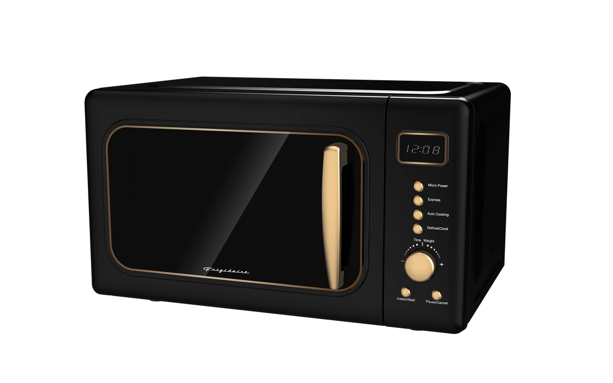 Frigidaire Retro Countertop Microwave Oven, 0.7 Cu. Ft., 700 Watts, Black And Gold