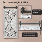 Set Of 2 Distressed Ivory White Wood Flower Wall Art With Black Accents - 33.1in H x 14.6in W