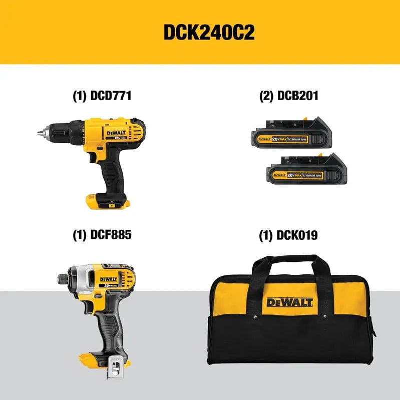 20V MAX Cordless Drill And Impact Driver Combo Kit With 2 Batteries And Fast-Charging Station - DCD771