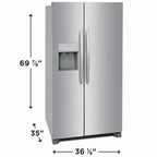 Frigidaire 26 Cu. Ft. 36in Standard Depth Side-by-Side Refrigerator, Stainless Steel - FRSS2623AS