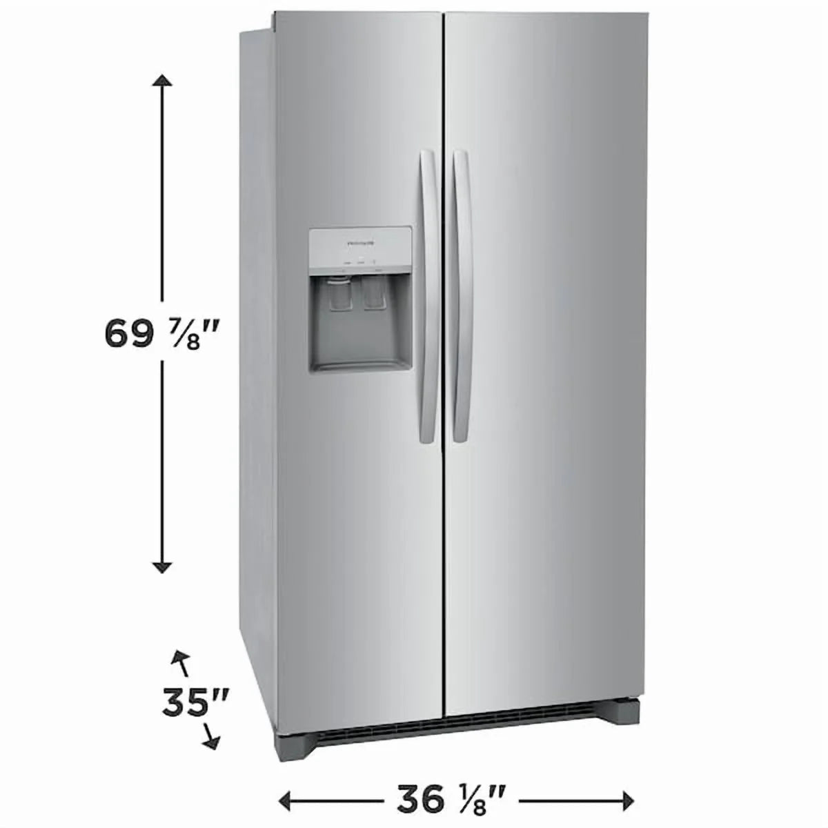 Frigidaire 26 Cu. Ft. 36in Standard Depth Side-by-Side Refrigerator, Stainless Steel - FRSS2623AS