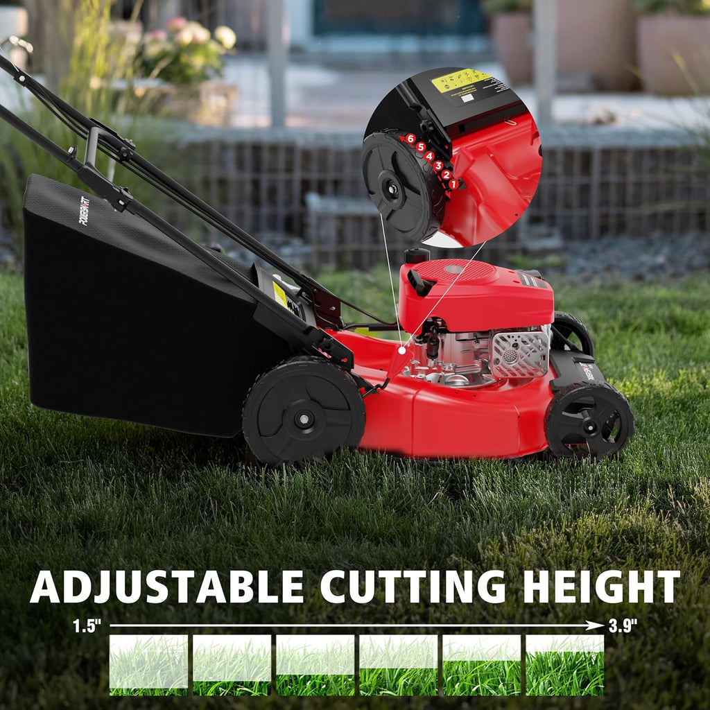 PowerSmart 21 in 2-in-1 Push Lawn Mower With 144cc Engine - 6-Position Height Adjustment