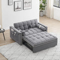 GNIXUU 3 In 1 Sleeper Sofa Couch Bed, Tufted Velvet Convertible Loveseat Futon, Gray, 55.5in
