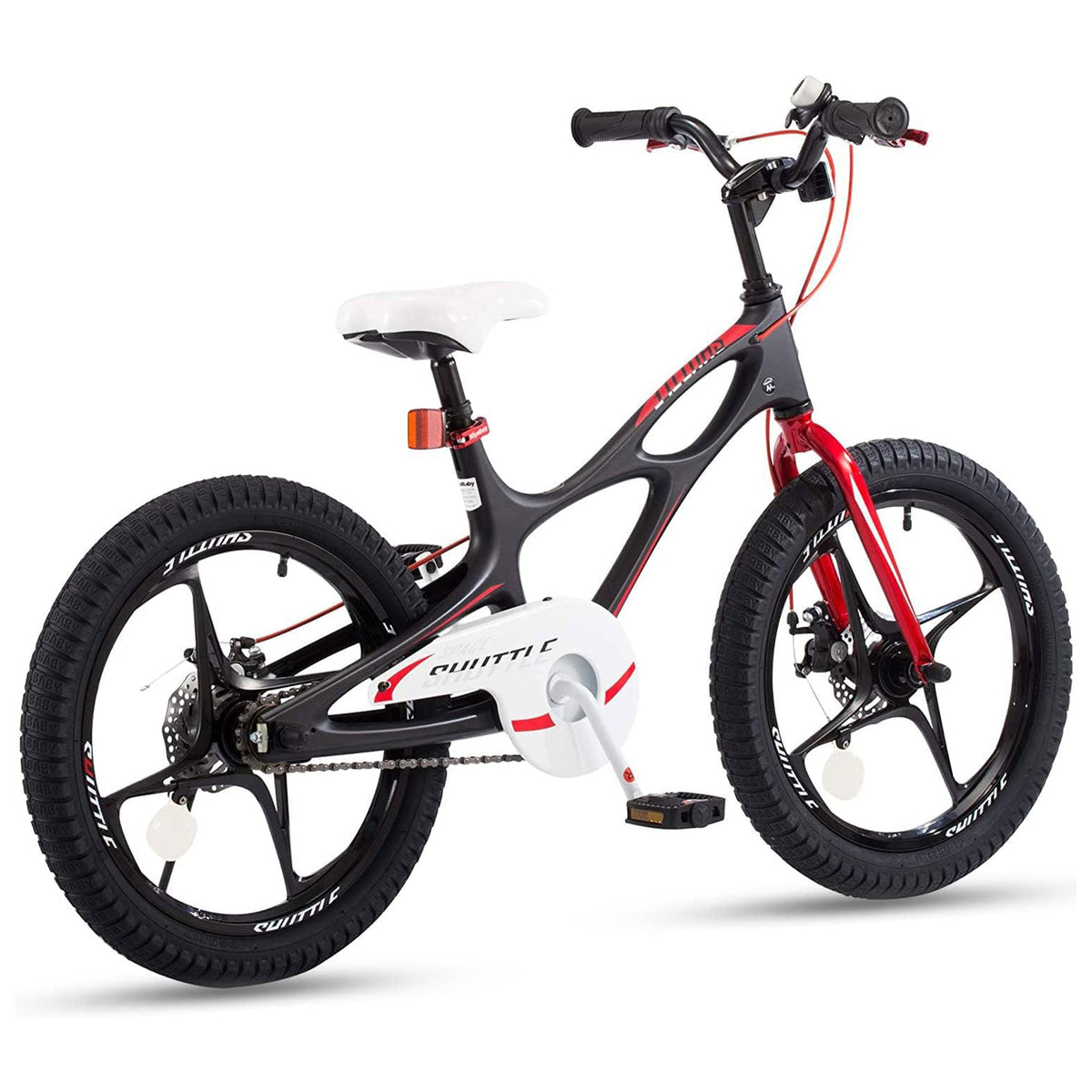 18 Inch Magnesium Alloy Kids Bike With Dual Disc Brakes, Lightweight Frame, Black