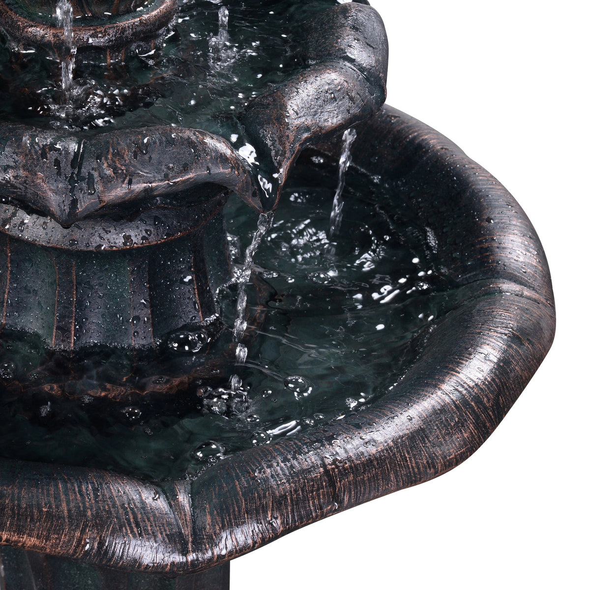Teamson Home 3-Tier Lily Birdbath Water Fountain, 20.47 in Dia. x 37.8 in H