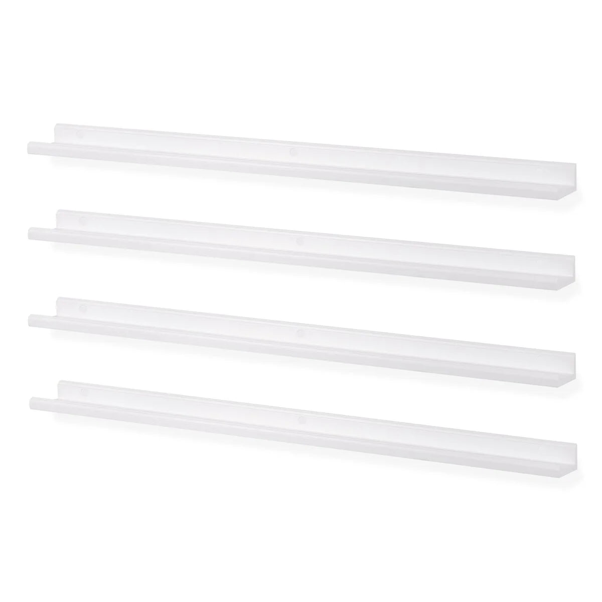 Floating Wall Shelves, Set Of 4, 46 x 3.8 x 2 Inch MDF Wood Picture Ledges