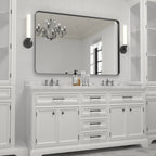 Framed Wall Vanity Mirror With Rounded Corners, 1 Piece
